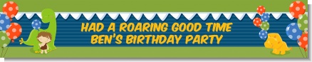 Dinosaur and Caveman - Personalized Birthday Party Banners