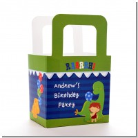 Dinosaur and Caveman - Personalized Birthday Party Favor Boxes
