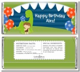 Dinosaur and Caveman - Personalized Birthday Party Candy Bar Wrappers