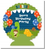 Dinosaur and Caveman - Personalized Birthday Party Centerpiece Stand