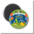 Dinosaur and Caveman - Personalized Birthday Party Magnet Favors thumbnail