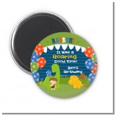 Dinosaur and Caveman - Personalized Birthday Party Magnet Favors