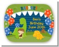 Dinosaur and Caveman - Personalized Birthday Party Rounded Corner Stickers thumbnail