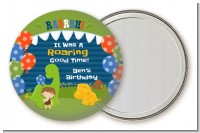 Dinosaur and Caveman - Personalized Birthday Party Pocket Mirror Favors