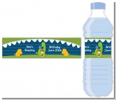 Dinosaur and Caveman - Personalized Birthday Party Water Bottle Labels