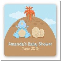 Dinosaur Baby Boy - Square Personalized Baby Shower Sticker Labels