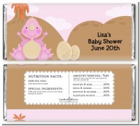 Dinosaur Baby Girl - Personalized Baby Shower Candy Bar Wrappers