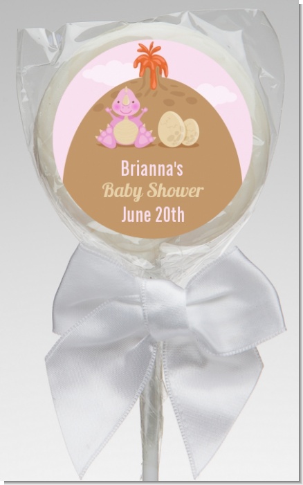 Dinosaur Baby Girl - Personalized Baby Shower Lollipop Favors