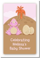 Dinosaur Baby Girl - Custom Large Rectangle Baby Shower Sticker/Labels