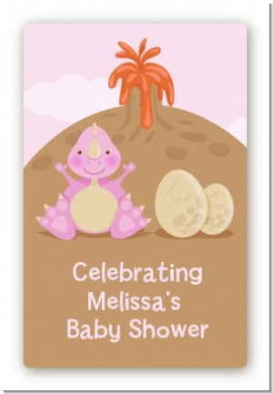 Dinosaur Baby Girl - Custom Large Rectangle Baby Shower Sticker/Labels