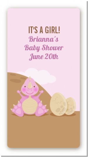 Dinosaur Baby Girl - Custom Rectangle Baby Shower Sticker/Labels