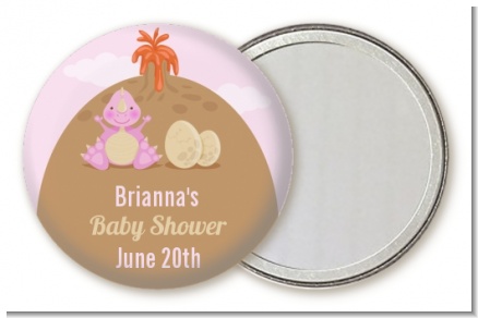 Dinosaur Baby Girl - Personalized Baby Shower Pocket Mirror Favors