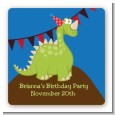 Dinosaur - Square Personalized Birthday Party Sticker Labels thumbnail