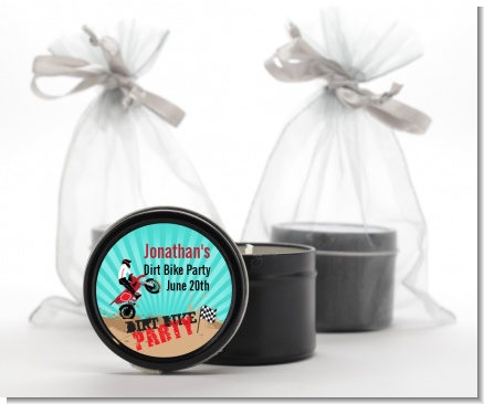 Dirt Bike - Birthday Party Black Candle Tin Favors