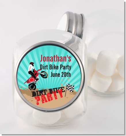 Dirt Bike - Personalized Birthday Party Candy Jar