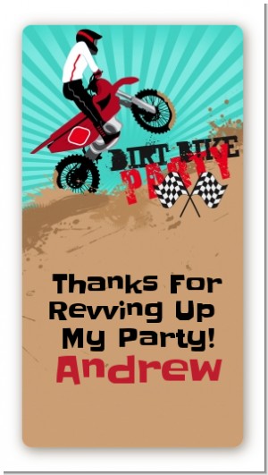 Dirt Bike - Custom Rectangle Birthday Party Sticker/Labels