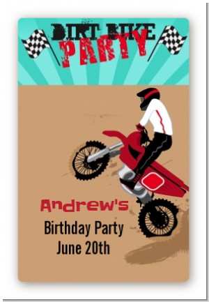 Dirt Bike - Custom Large Rectangle Birthday Party Sticker/Labels