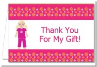 Doll Party Blonde Hair - Birthday Party Thank You Cards