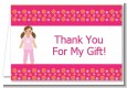 Doll Party Brunette Hair - Birthday Party Thank You Cards thumbnail