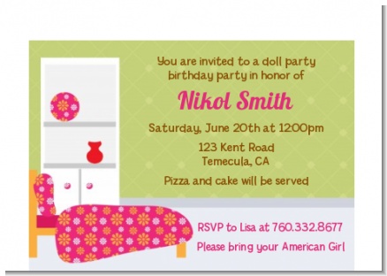 Doll Party - Birthday Party Petite Invitations
