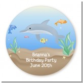Dolphin - Round Personalized Birthday Party Sticker Labels