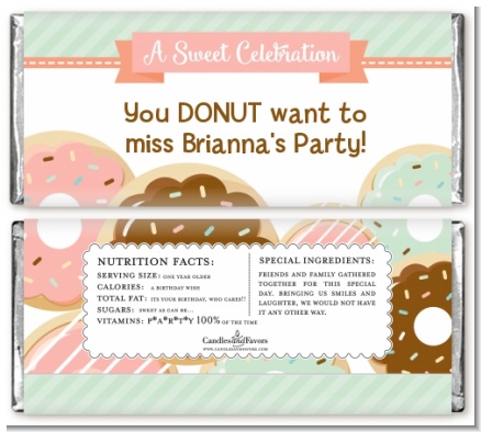 Donut Party - Personalized Birthday Party Candy Bar Wrappers