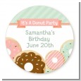 Donut Party - Round Personalized Birthday Party Sticker Labels thumbnail