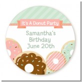 Donut Party - Round Personalized Birthday Party Sticker Labels