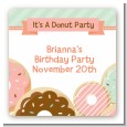 Donut Party - Square Personalized Birthday Party Sticker Labels thumbnail