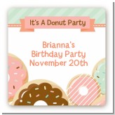 Donut Party - Square Personalized Birthday Party Sticker Labels