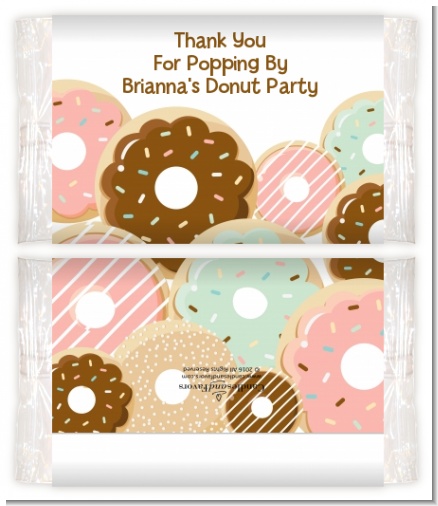 Donut Party - Personalized Popcorn Wrapper Birthday Party Favors