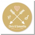 Double Arrows - Round Personalized Bridal Shower Sticker Labels thumbnail