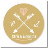 Double Arrows - Round Personalized Bridal Shower Sticker Labels Double Arrows - Round Personalized Bridal Shower Sticker Labels