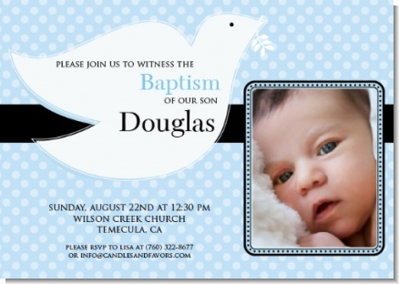 Dove Blue Baptism Photo - Baptism / Christening Invitations