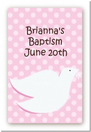 Dove Pink - Custom Large Rectangle Baptism / Christening Sticker/Labels