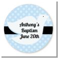 Dove Blue - Round Personalized Baptism / Christening Sticker Labels thumbnail