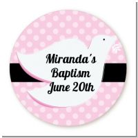 Dove Pink - Round Personalized Baptism / Christening Sticker Labels