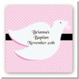 Dove Pink - Square Personalized Baptism / Christening Sticker Labels