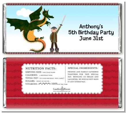 Dragon and Vikings - Personalized Birthday Party Candy Bar Wrappers