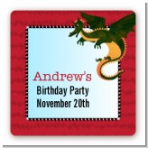 Dragon and Vikings - Square Personalized Birthday Party Sticker Labels