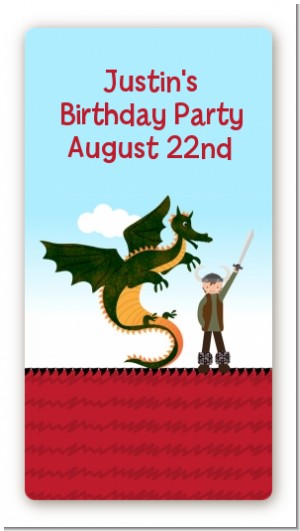Dragon and Vikings - Custom Rectangle Birthday Party Sticker/Labels