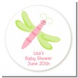 Dragonfly - Round Personalized Baby Shower Sticker Labels thumbnail