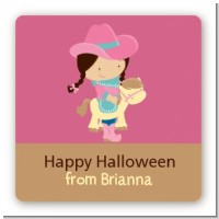 Dress Up Cowgirl Costume - Square Personalized Halloween Sticker Labels