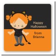 Dress Up Kitty Costume - Square Personalized Halloween Sticker Labels thumbnail
