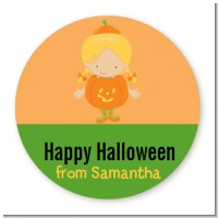 Dress Up Pumpkin Costume - Round Personalized Halloween Sticker Labels