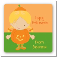Dress Up Pumpkin Costume - Square Personalized Halloween Sticker Labels