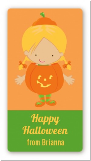 Dress Up Pumpkin Costume - Custom Rectangle Halloween Sticker/Labels