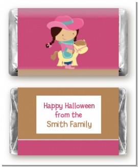Dress Up Cowgirl Costume - Personalized Halloween Mini Candy Bar Wrappers