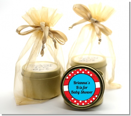 Dr. Seuss Inspired - Baby Shower Gold Tin Candle Favors