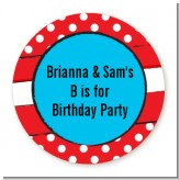 Dr. Seuss Inspired Thing 1 Thing 2 - Round Personalized Birthday Party Sticker Labels